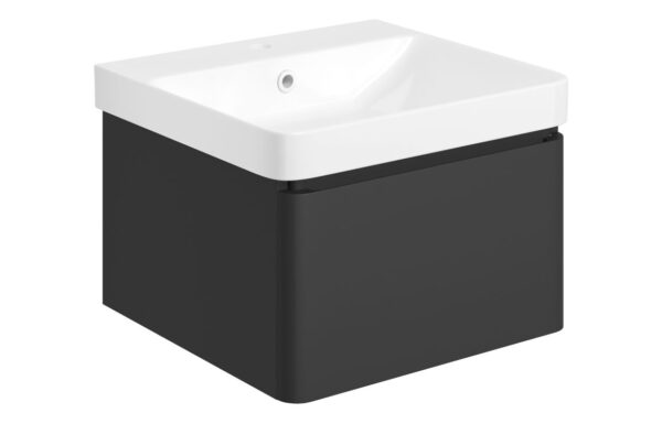 Kansas 500mm Wall Hung 1 Drawer Basin Unit & Basin - Matt Black