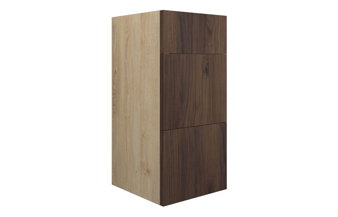 Nevada 300mm Standard 3 Drawer Unit - Warm Walnut (Oak Cab)
