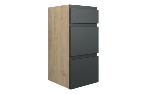 Kentucky 300mm Standard 3 Drawer Unit - Matt Graphite Grey (Oak Cab)