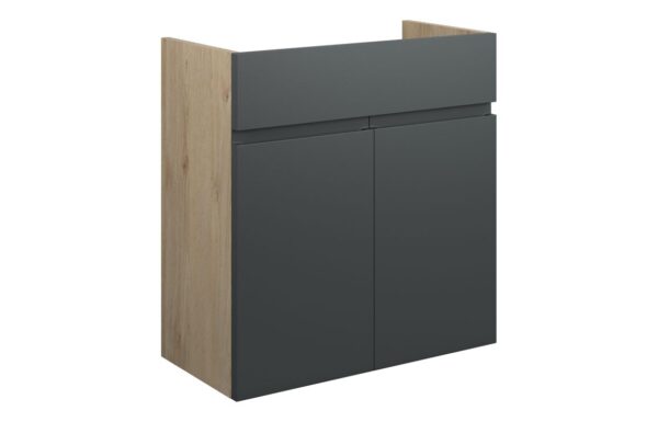 Kentucky 600mm Standard Basin Unit - Matt Graphite Grey (Oak Cab)
