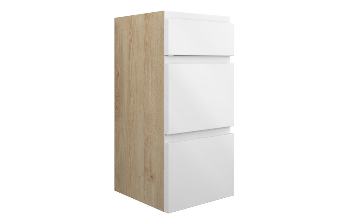 Kentucky 300mm Standard 3 Drawer Unit - White Gloss (Oak Cab)