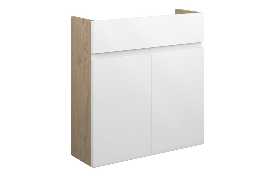 Kentucky 600mm Slim Basin Unit - White Gloss (Oak Cab)