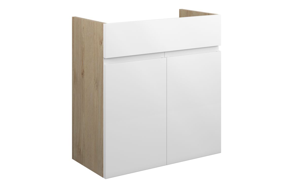 Kentucky 600mm Standard Basin Unit - White Gloss (Oak Cab)