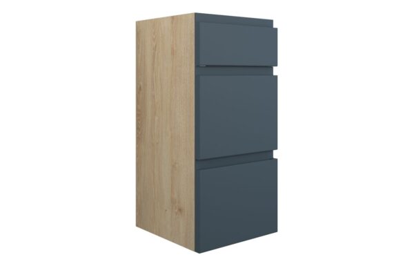 Kentucky 300mm Standard 3 Drawer Unit - Matt Arley Blue (Oak Cab)
