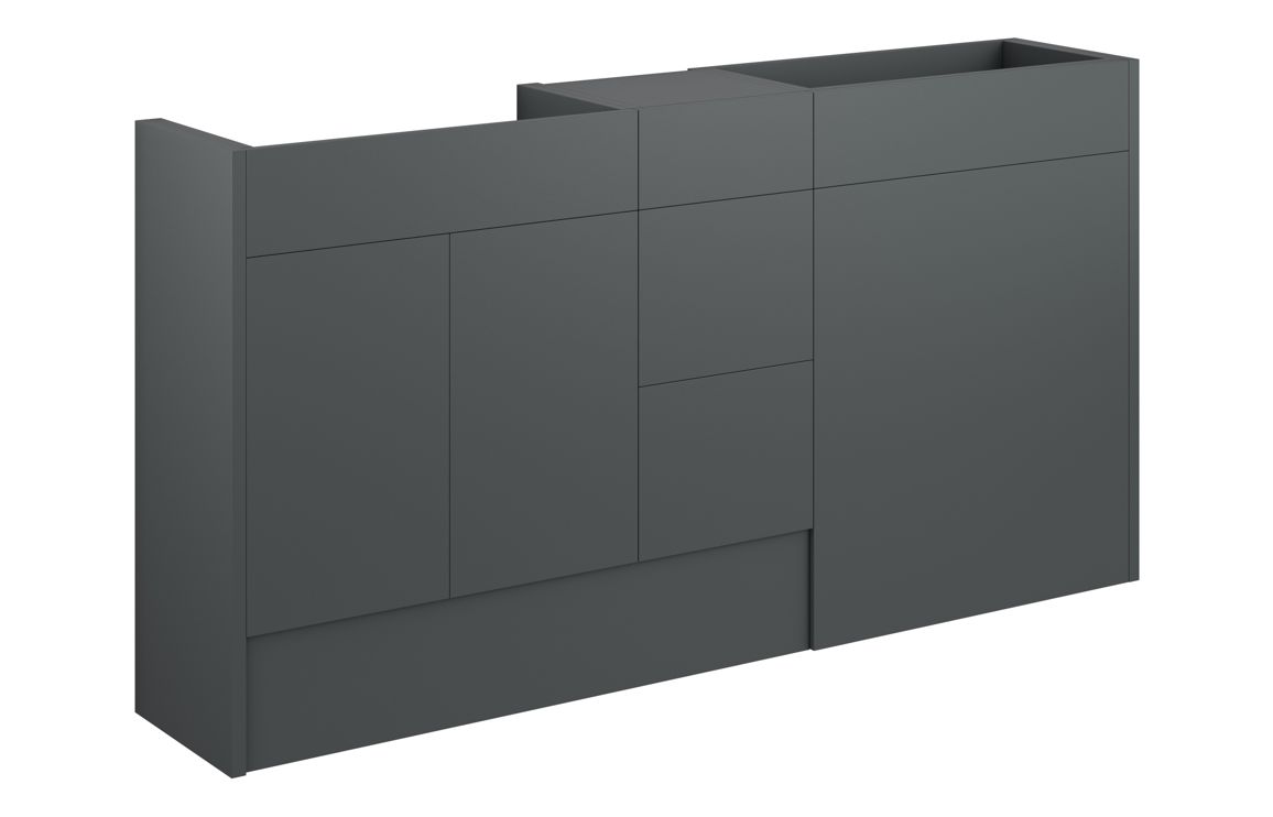 Nevada 1536mm Standard Basin WC & 3 Drawer Unit Pack - Matt Graphite Grey (Grey Cab)