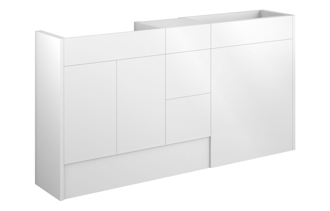 Nevada 1536mm Standard Basin WC & 3 Drawer Unit Pack - White Gloss (Grey Cab)