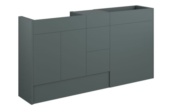 Nevada 1536mm Standard Basin WC & 3 Drawer Unit Pack - Matt Green (Grey Cab)