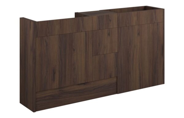 Nevada 1536mm Standard Basin WC & 3 Drawer Unit Pack - Warm Walnut (Grey Cab)