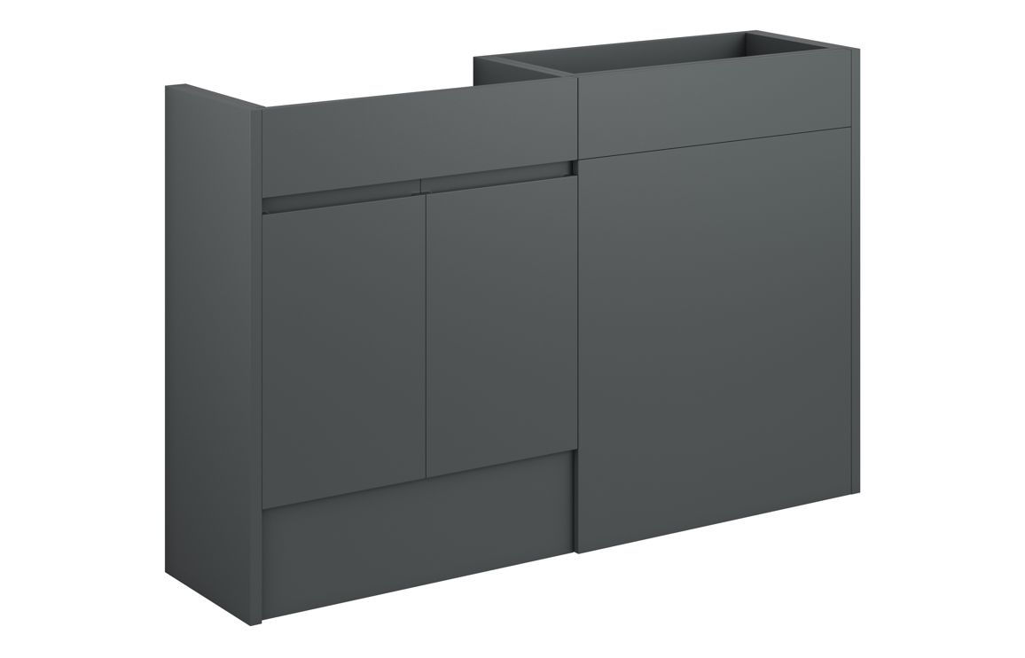 Kentucky 1236mm Standard Basin & WC Unit Pack - Matt Graphite Grey (Grey Cab)
