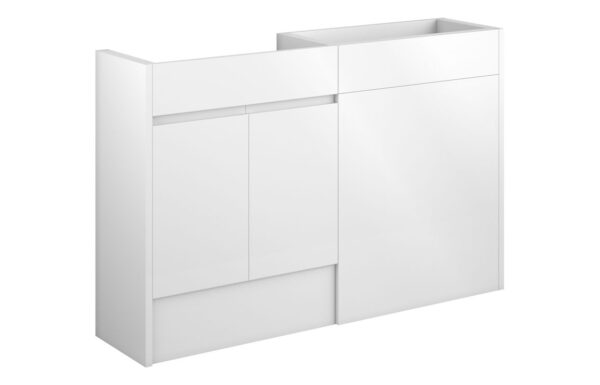 Kentucky 1236mm Standard Basin & WC Unit Pack - White Gloss (Grey Cab)