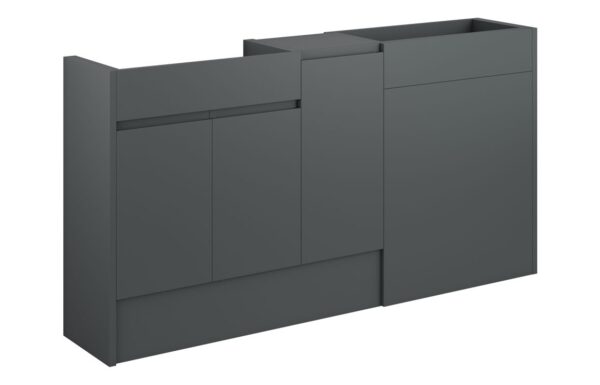 Kentucky 1536mm Standard Basin WC & 1 Door Unit Pack - Matt Graphite Grey (Grey Cab)