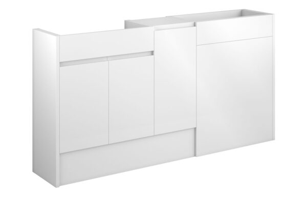 Kentucky 1536mm Standard Basin WC & 1 Door Unit Pack - White Gloss (Grey Cab)