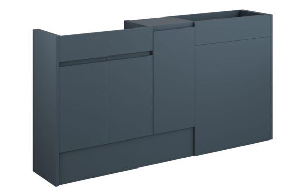 Kentucky 1536mm Standard Basin WC & 1 Door Unit Pack - Matt Arley Blue (Grey Cab)