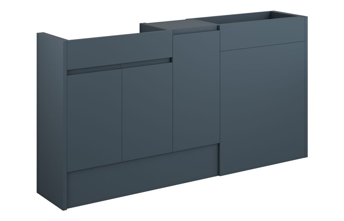 Kentucky 1536mm Standard Basin WC & 1 Door Unit Pack - Matt Arley Blue (Grey Cab)