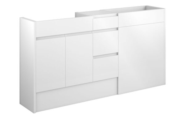 Kentucky 1536mm Standard Basin  WC & 3 Drawer Unit Pack - White Gloss (Grey Cab)