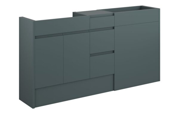 Kentucky 1536mm Standard Basin WC & 3 Drawer Unit Pack - Matt Green Camo (Grey Cab)