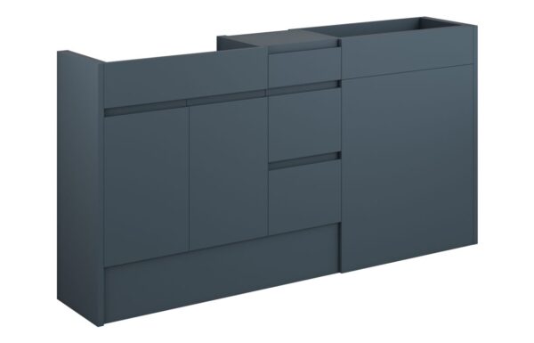 Kentucky 1536mm Standard Basin WC & 3 Drawer Unit Pack - Matt Arley Blue (Grey Cab)