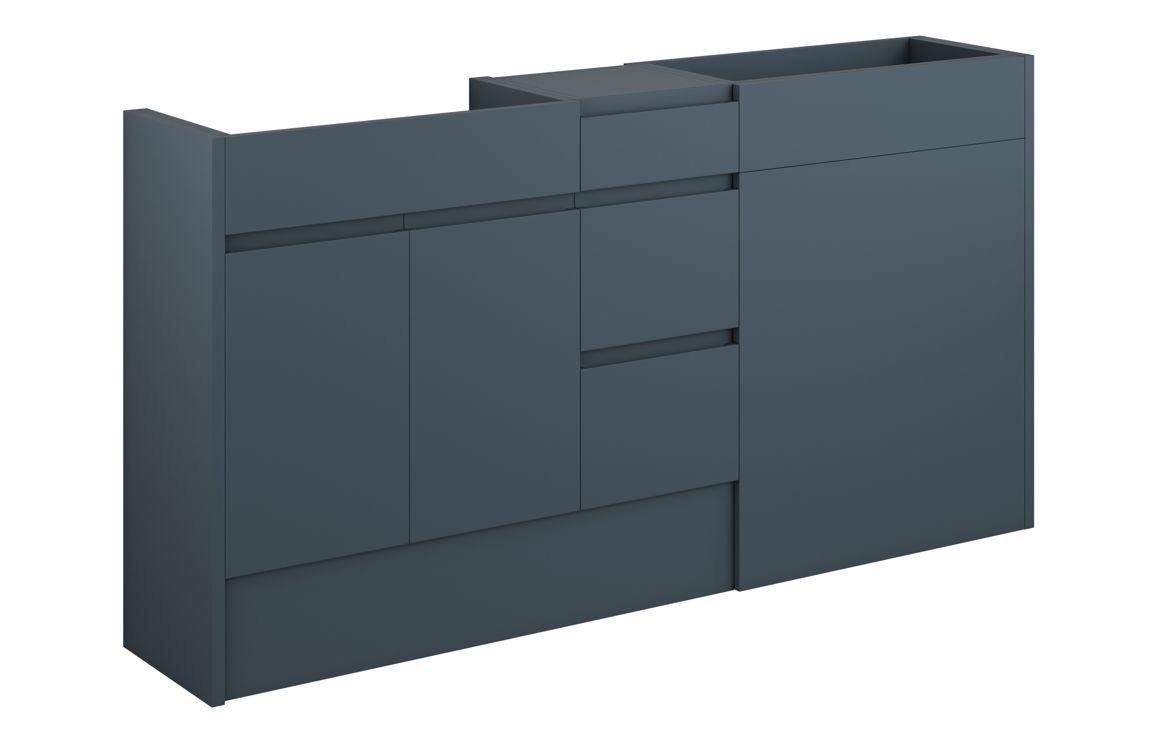Kentucky 1536mm Standard Basin WC & 3 Drawer Unit Pack - Matt Arley Blue (Grey Cab)