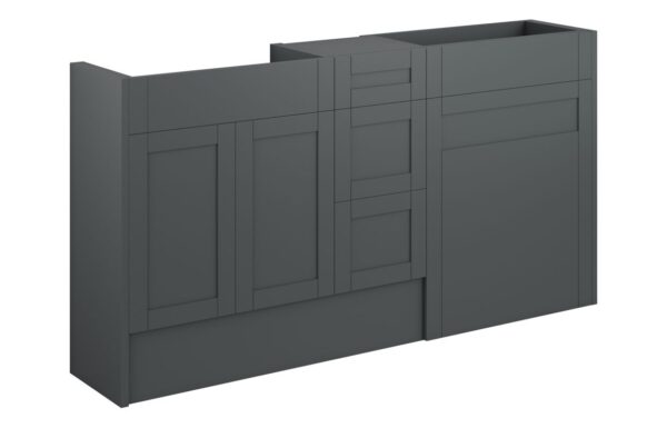 Arizona 1536mm Standard Basin WC & 3 Drawer Unit Pack - Matt Graphite Grey (Oak Cab)