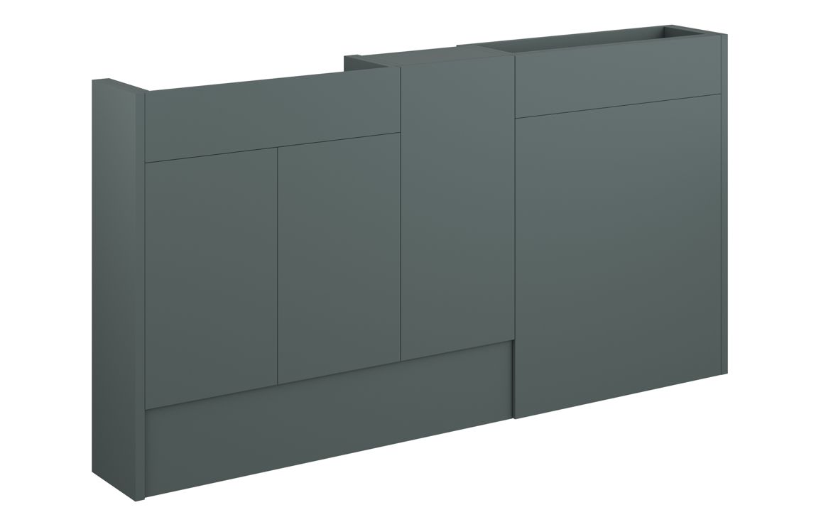 Nevada 1536mm Slim Basin WC & 1 Door Unit Pack - Matt Green (Grey Cab)