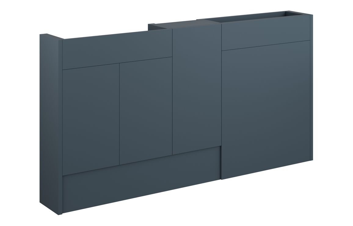 Nevada 1536mm Slim Basin WC & 1 Door Unit Pack - Matt Arley Blue (Grey Cab)