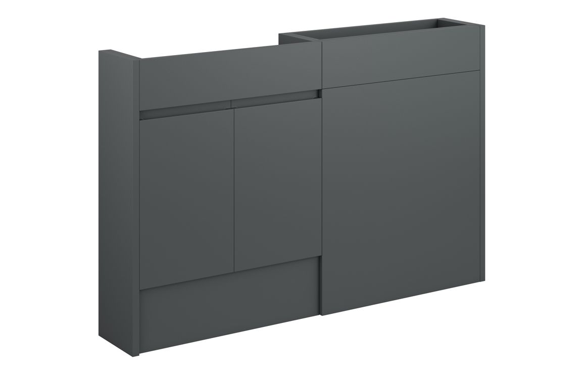Kentucky 1236mm Slim Basin & WC Unit Pack - Matt Graphite Grey (Oak Cab)
