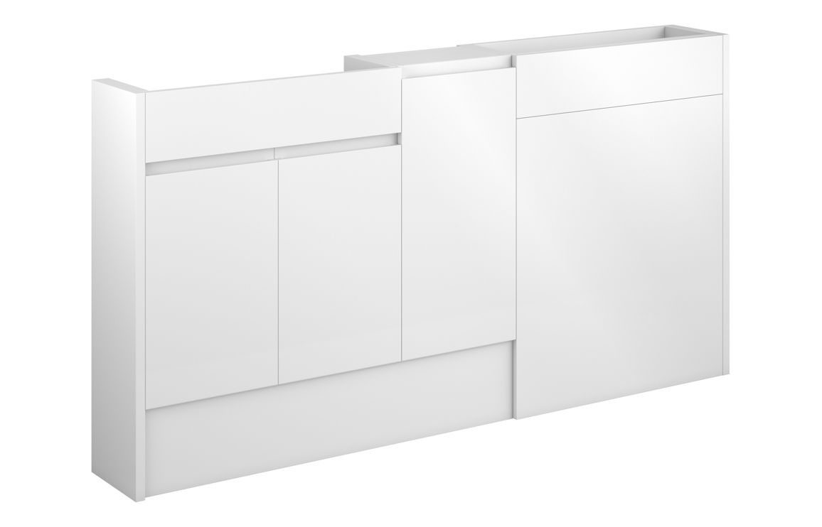 Kentucky 1536mm Slim Basin WC & 1 Door Unit Pack - White Gloss (Oak Cab)