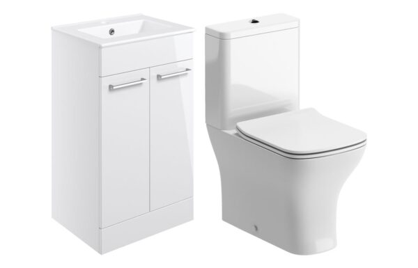 Iowa 510mm Floor Standing Unit & Close Coupled WC Pack - White Gloss