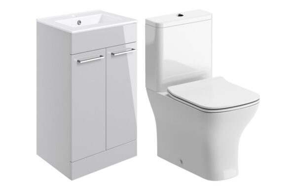 Iowa 510mm Floor Standing Unit & Close Coupled WC Pack - Grey Gloss