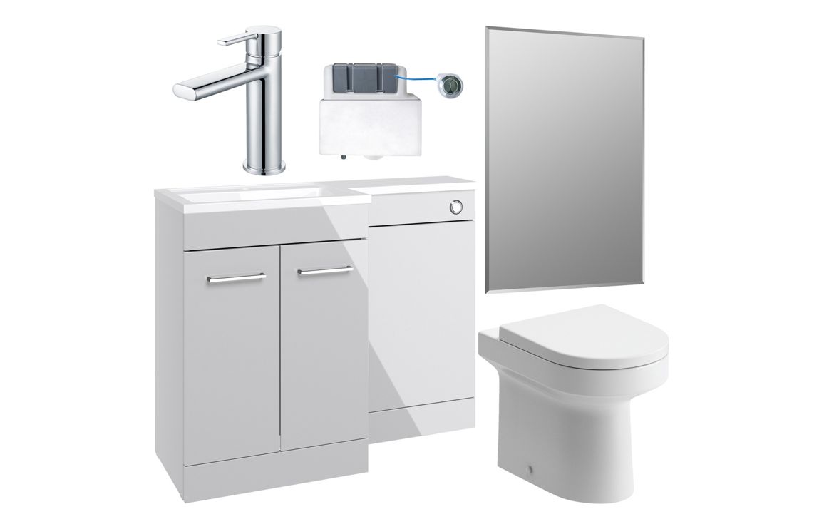 Vermont 1000mm Furniture & BTW WC Pack - Grey Gloss (LH)
