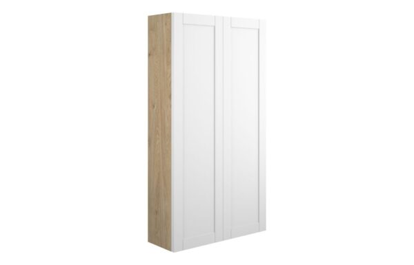 Arizona 600mm Slim 2 Door Storage Unit - Matt White (Oak Cab)