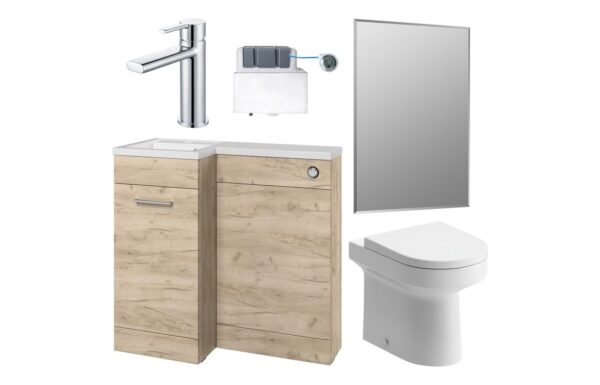 Vermont 900mm Furniture & BTW WC Pack - Oak (LH)