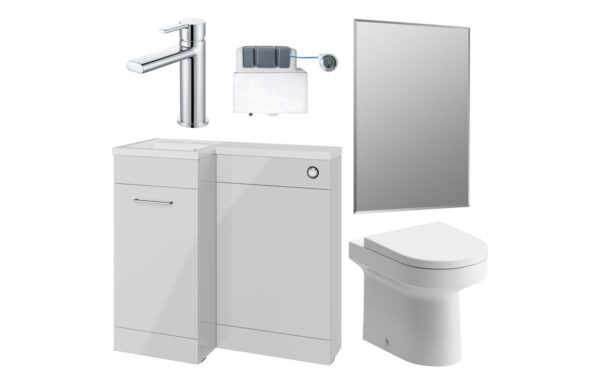 Vermont 900mm Furniture & BTW WC Pack - Grey Gloss (LH)