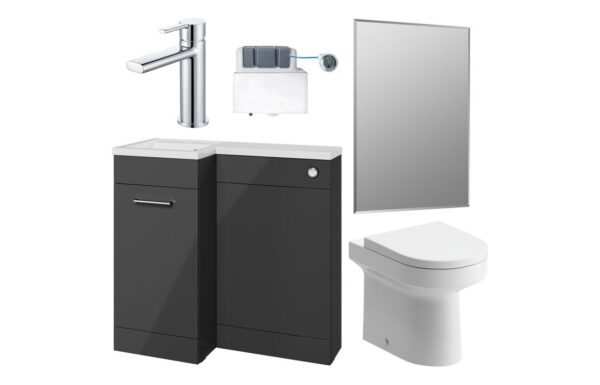 Vermont 900mm Furniture & BTW WC Pack - Anthracite Gloss (LH)