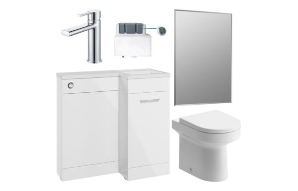 Vermont 900mm Furniture & BTW WC Pack - White Gloss (RH)