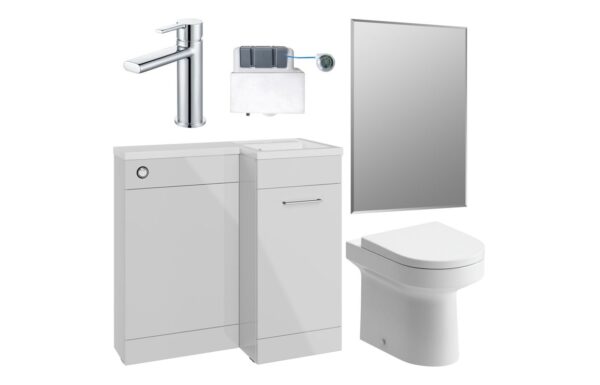 Vermont 900mm Furniture & BTW WC Pack - Grey Gloss (RH)