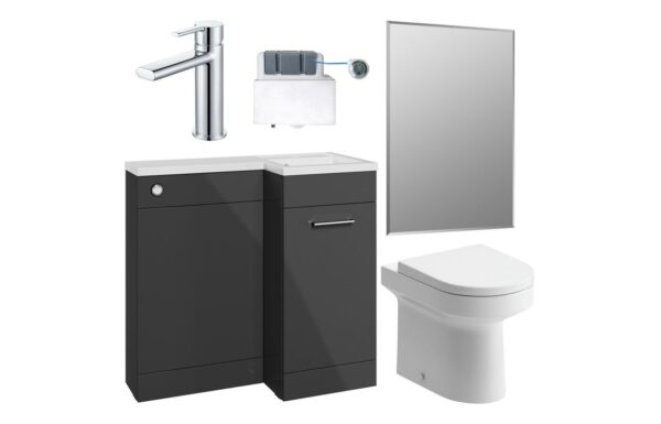 Vermont 900mm Furniture & BTW WC Pack - Anthracite Gloss (RH)