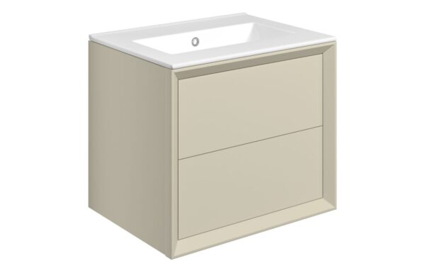 Utah 610mm Wall Hung 2 Drawer Basin Unit & 0TH Thin Edge Basin - Matt Cotton