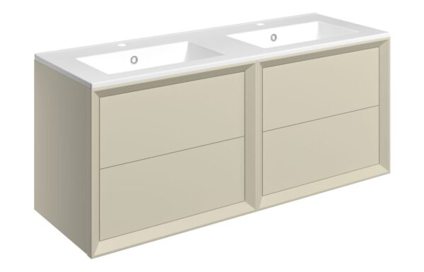 Utah 1210mm Wall Hung 4 Drawer Basin Unit & 2TH Thin Edge Basin - Matt Cotton