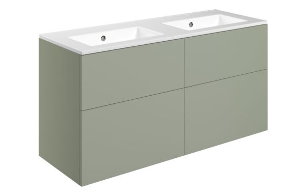 Oregon 1210mm Wall Hung 4 Drawer Basin Unit & 0TH Basin - Matt Olive Green