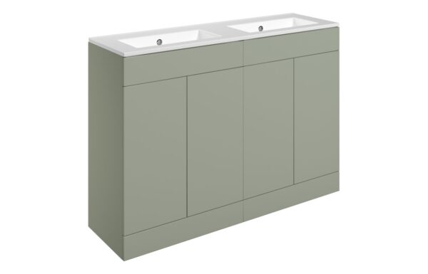 Oregon 1210mm Floor Standing 4 Door Basin Unit & 0TH Basin - Matt Olive Green