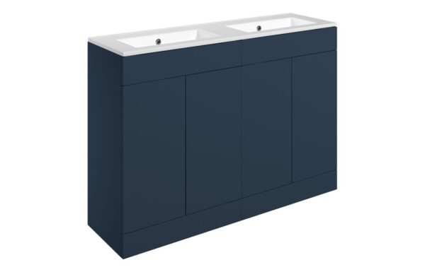 Oregon 1210mm Floor Standing 4 Door Basin Unit & 0TH Basin - Matt Deep Blue