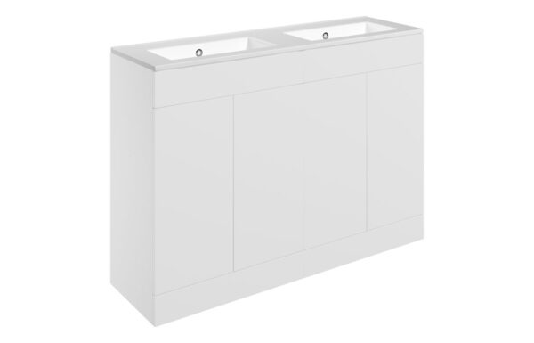 Oregon 1210mm Floor Standing 4 Door Basin Unit & 0TH Basin - Matt White