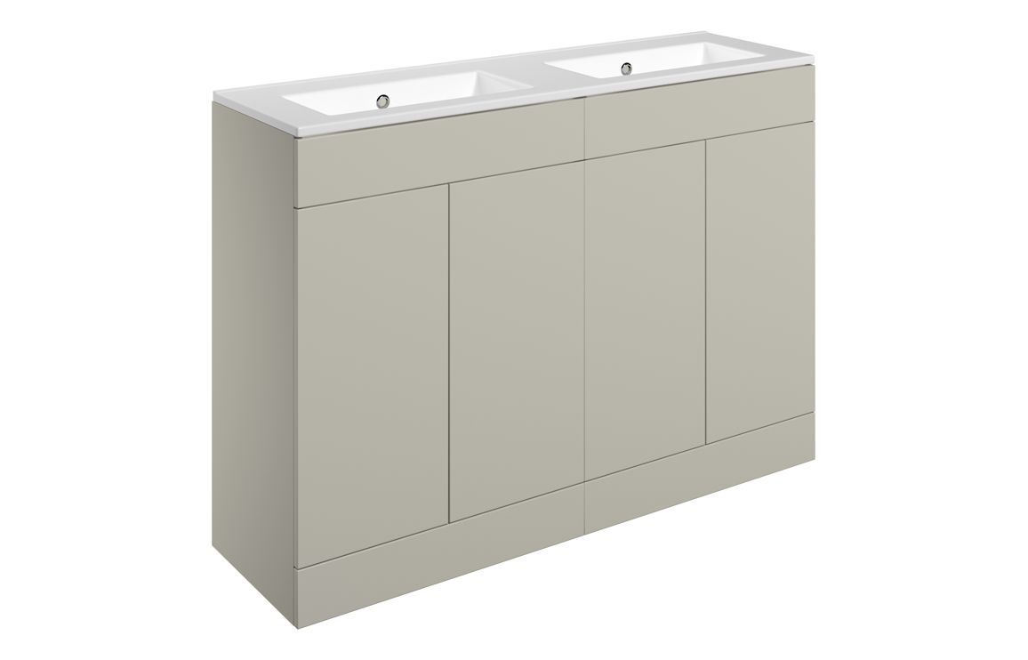 Oregon 1210mm Floor Standing 4 Door Basin Unit & 0TH Basin - Matt Latte