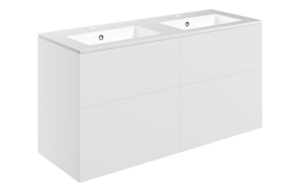 Oregon 1210mm Wall Hung 4 Drawer Basin Unit & 2TH Basin - Matt White