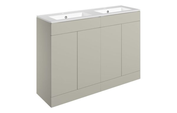 Oregon 1210mm Floor Standing 4 Door Basin Unit & 2TH Basin - Matt Latte