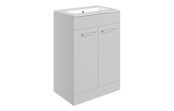 Iowa 610mm Floor Standing 2 Door Basin Unit & 0TH Thin Edge Basin - Grey Gloss