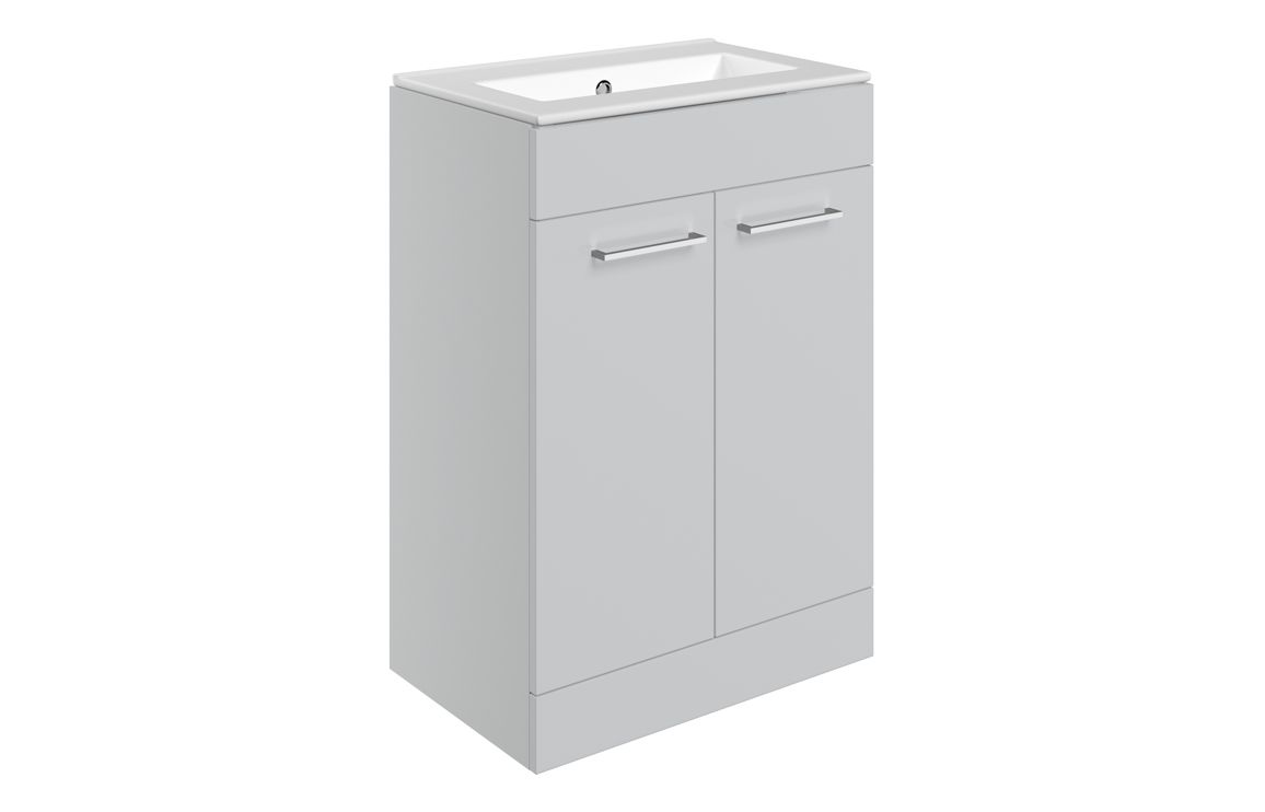 Iowa 610mm Floor Standing 2 Door Basin Unit & 0TH Thin Edge Basin - Grey Gloss