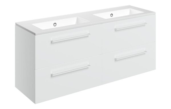Iowa 1210mm Wall Hung 4 Drawer Basin Unit & 0TH Thin Edge Basin - White Gloss
