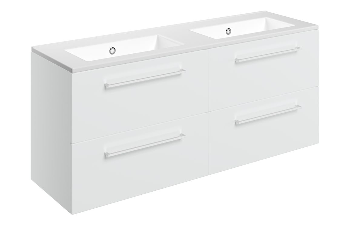 Iowa 1210mm Wall Hung 4 Drawer Basin Unit & 0TH Thin Edge Basin - White Gloss